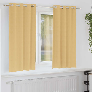 Zwart-out Gordijnen met Ringen 2 st Beige 175 x 140 cm