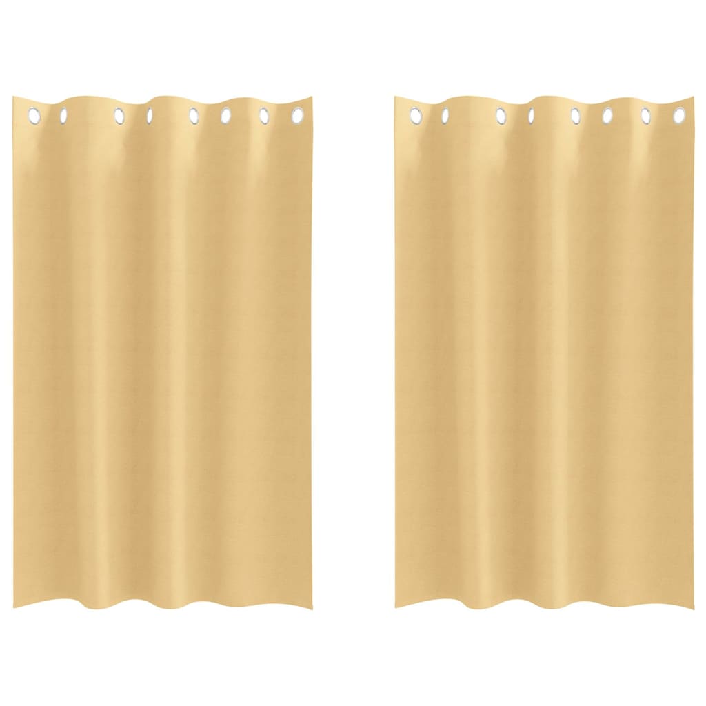 Zwart-out Gordijnen met Ringen 2 st Beige 175 x 140 cm