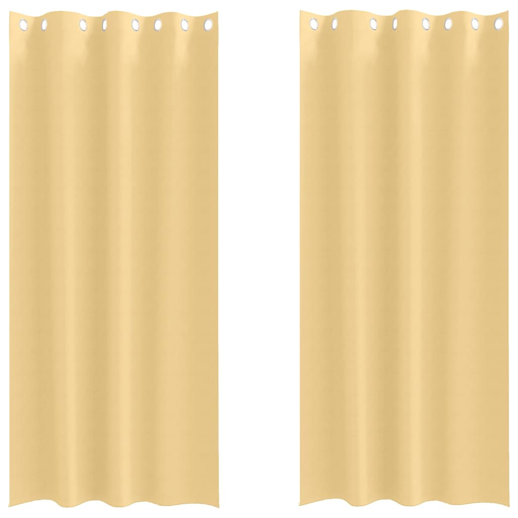 Zwart-out Gordijnen met Ringen 2 st Beige 225 x 140 cm