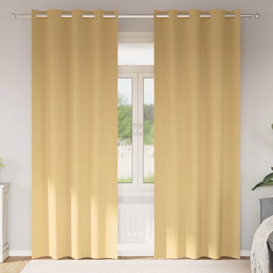 Zwart-out Gordijnen met Ringen 2 st Beige 245 x 140 cm