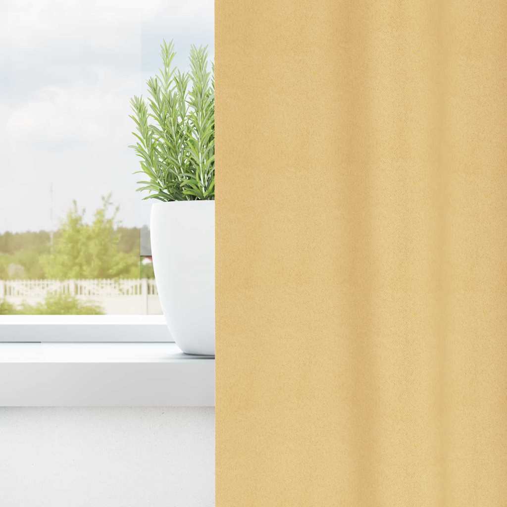 Zwart-out Gordijnen met Ringen 2 st Beige 260 x 140 cm