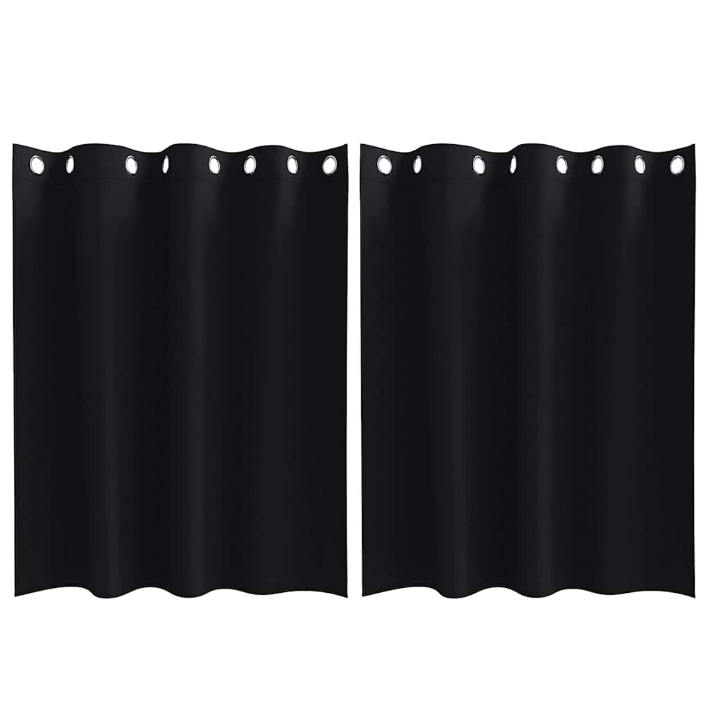 Zwart-out Gordijnen met Ringen 2 st Zwart 140 x 140 cm