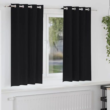 Zwart-out Gordijnen met Ringen 2 st Zwart 175 x 140 cm