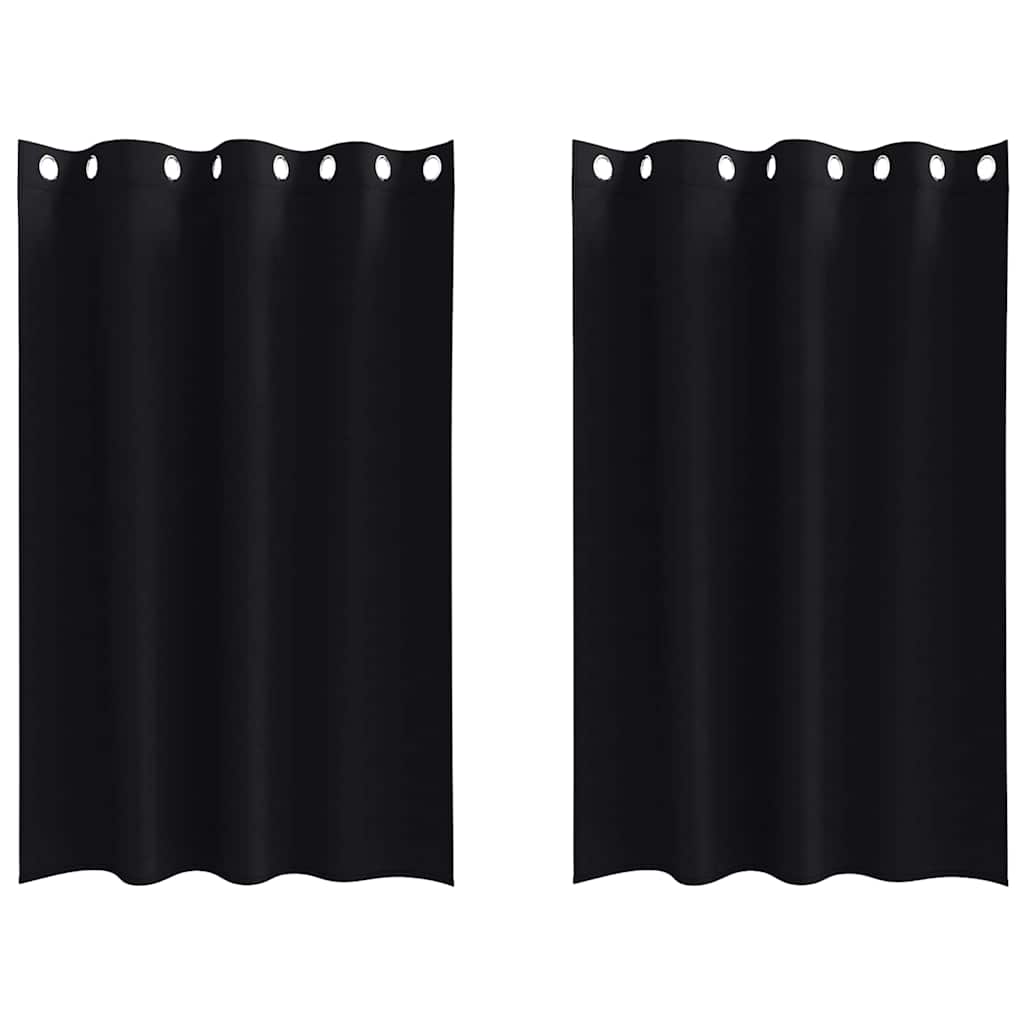 Zwart-out Gordijnen met Ringen 2 st Zwart 175 x 140 cm