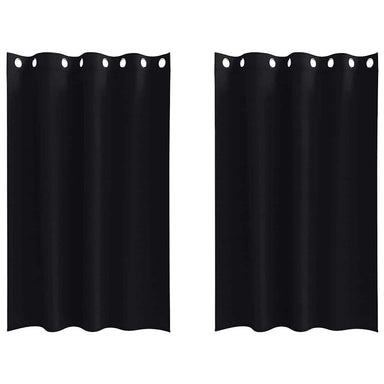 Zwart-out Gordijnen met Ringen 2 st Zwart 175 x 140 cm