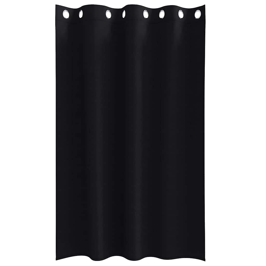 Zwart-out Gordijnen met Ringen 2 st Zwart 175 x 140 cm
