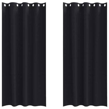Zwart-out Gordijnen met Ringen 2 st Zwart 225 x 140 cm
