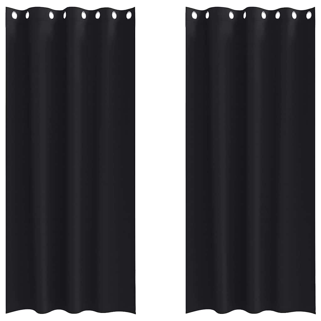 Zwart-out Gordijnen met Ringen 2 st Zwart 260 x 140 cm