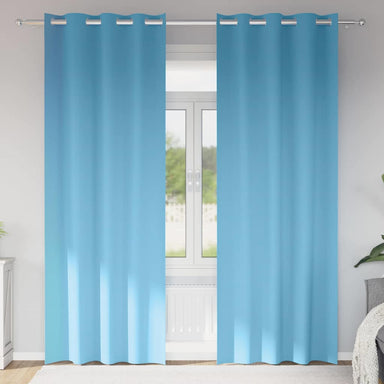 Zwart-out Gordijnen met Ringen 2 st Lichtblauw 245 x 140 cm