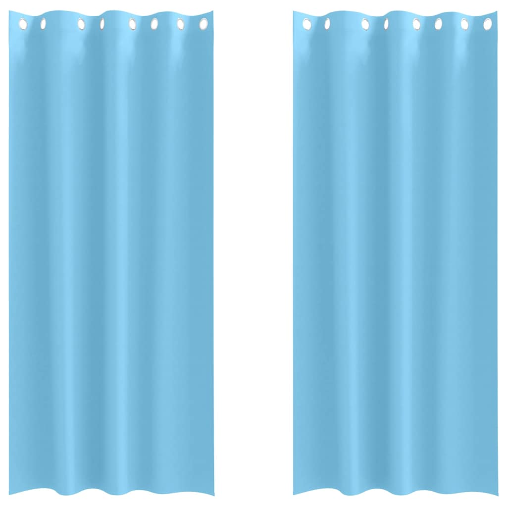 Zwart-out Gordijnen met Ringen 2 st Lichtblauw 260 x 140 cm
