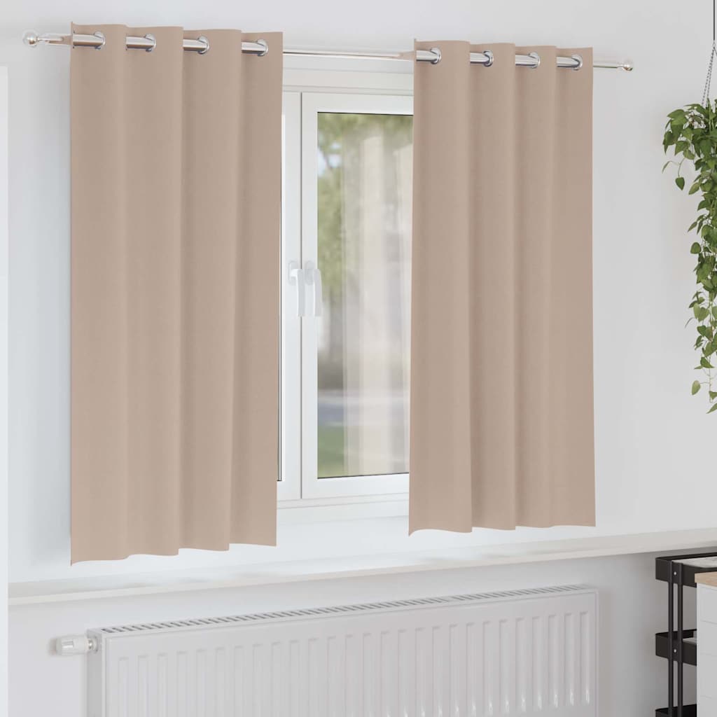 Zwart-out Gordijnen met Ringen 2 st Taupe 175 x 140 cm