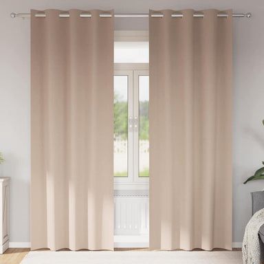 Zwart-out Gordijnen met Ringen 2 st Taupe 225 x 140 cm
