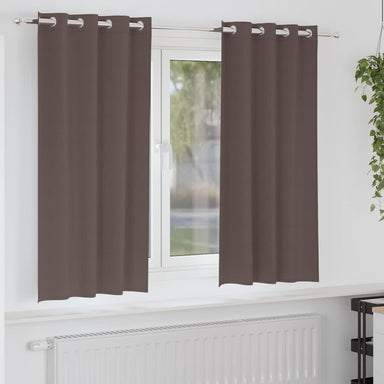 Zwart-out Gordijnen met Ringen 2 st Donkerbruin 175 x 140 cm