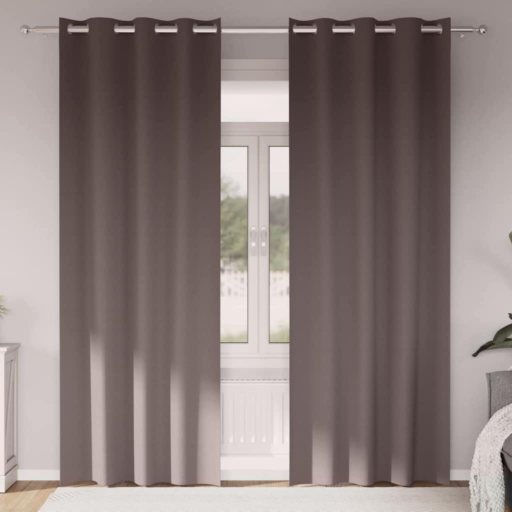Zwart-out Gordijnen met Ringen 2 st Donkerbruin 245 x 140 cm