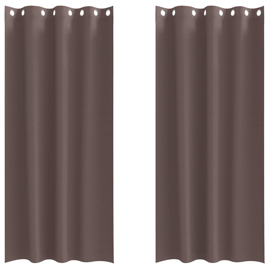 Zwart-out Gordijnen met Ringen 2 st Donkerbruin 245 x 140 cm