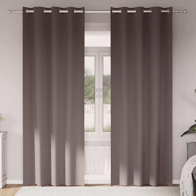 Zwart-out Gordijnen met Ringen 2 st Donkerbruin 260 x 140 cm