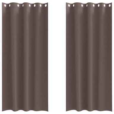 Zwart-out Gordijnen met Ringen 2 st Donkerbruin 260 x 140 cm