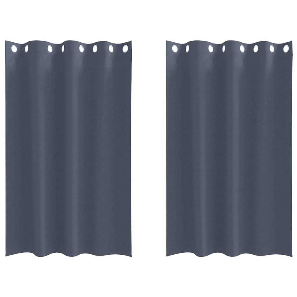 Zwart-out Gordijnen met Ringen 2 st Antraciet 175 x 140 cm