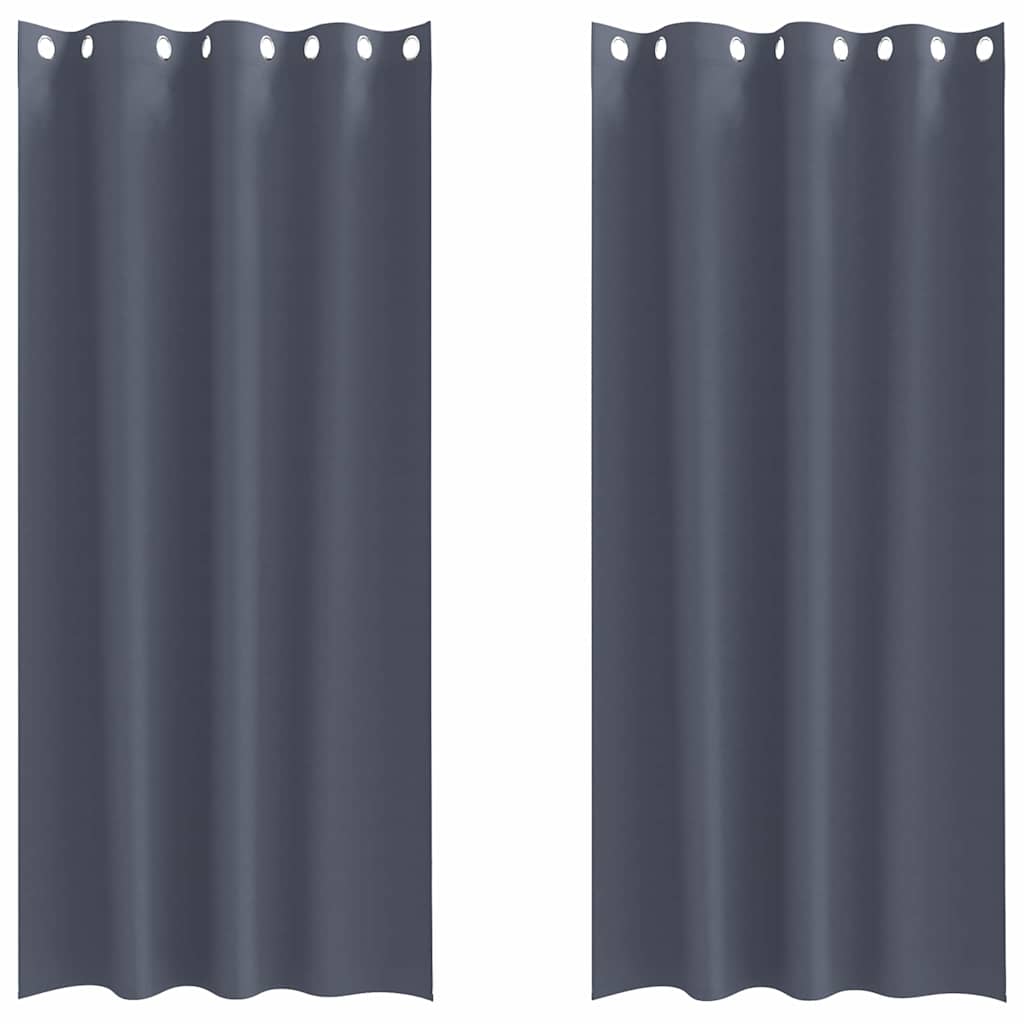 Zwart-out Gordijnen met Ringen 2 st Antraciet 225 x 140 cm