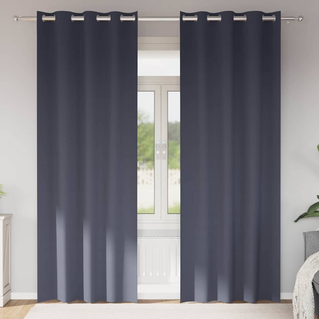 Zwart-out Gordijnen met Ringen 2 st Antraciet 245 x 140 cm