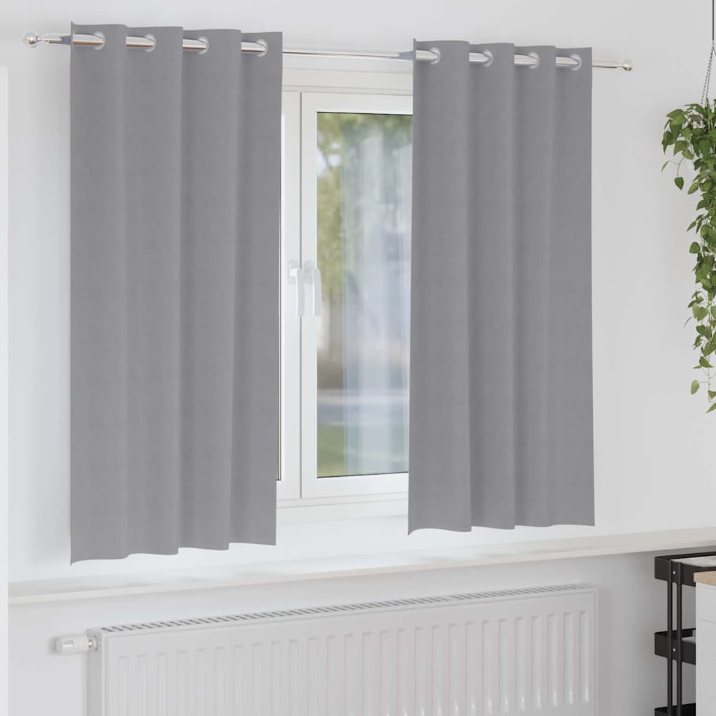 Zwart-out Gordijnen met Ringen 2 st Lichtgrijs 175 x 140 cm