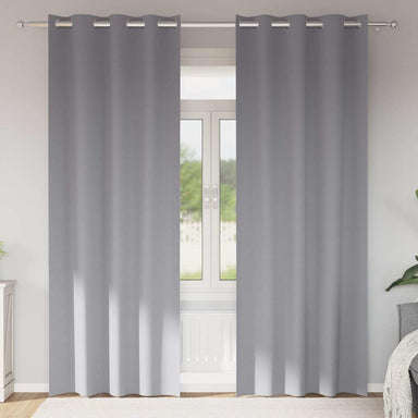 Zwart-out Gordijnen met Ringen 2 st Lichtgrijs 225 x 140 cm