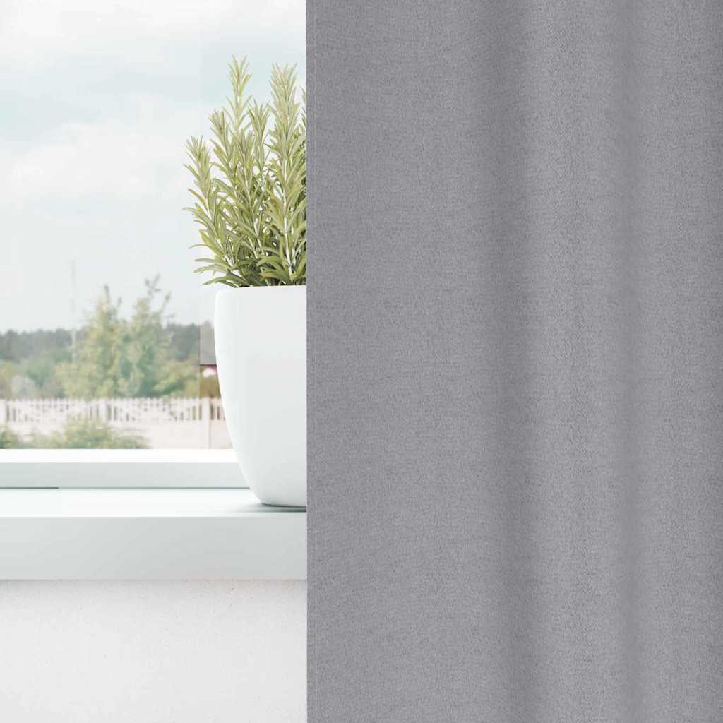 Zwart-out Gordijnen met Ringen 2 st Lichtgrijs 260 x 140 cm