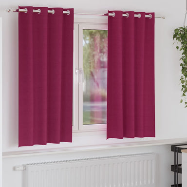 Zwart-out Gordijnen met Ringen 2 st Wijnrood 175 x 140 cm