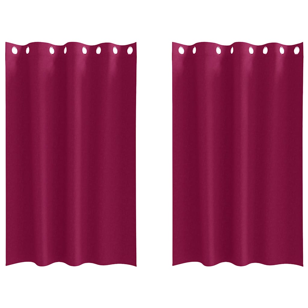 Zwart-out Gordijnen met Ringen 2 st Wijnrood 175 x 140 cm