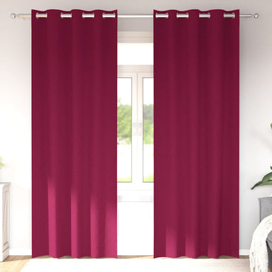 Zwart-out Gordijnen met Ringen 2 st Wijnrood 260 x 140 cm