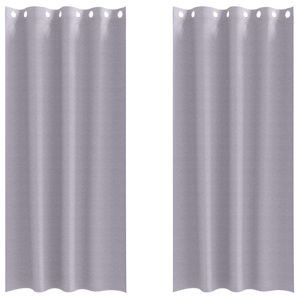 Zwart-out Gordijnen met Ringen 2 st Metaalgrijs 225 x 140 cm