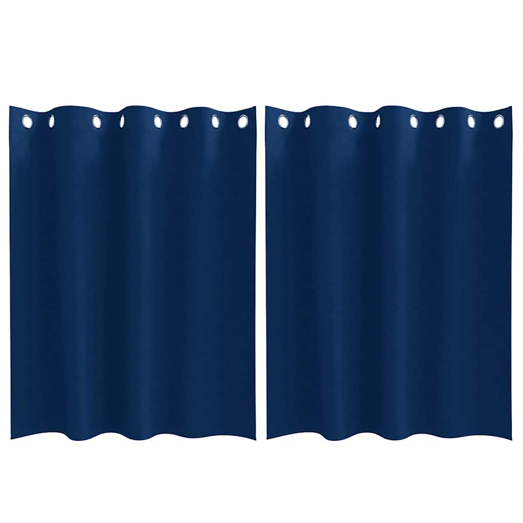 Zwart-out Gordijnen met Ringen 2 pcs Donkerblauw 140 x 140 cm