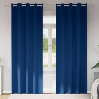 Zwart-out Gordijnen met Ringen 2 st Donkerblauw 245 x 140 cm
