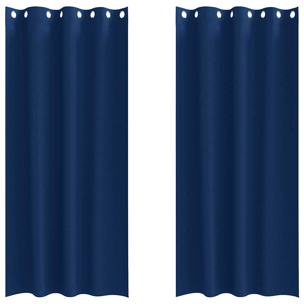 Zwart-out Gordijnen met Ringen 2 st Donkerblauw 245 x 140 cm
