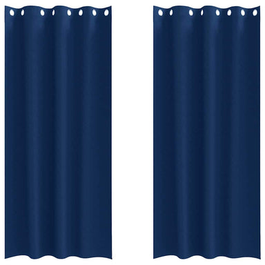 Zwart-out Gordijnen met Ringen 2 st Donkerblauw 260 x 140 cm