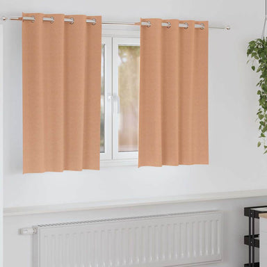 Zwart-out Gordijnen met Ringen 2 st Licht Bruin 140 x 140 cm