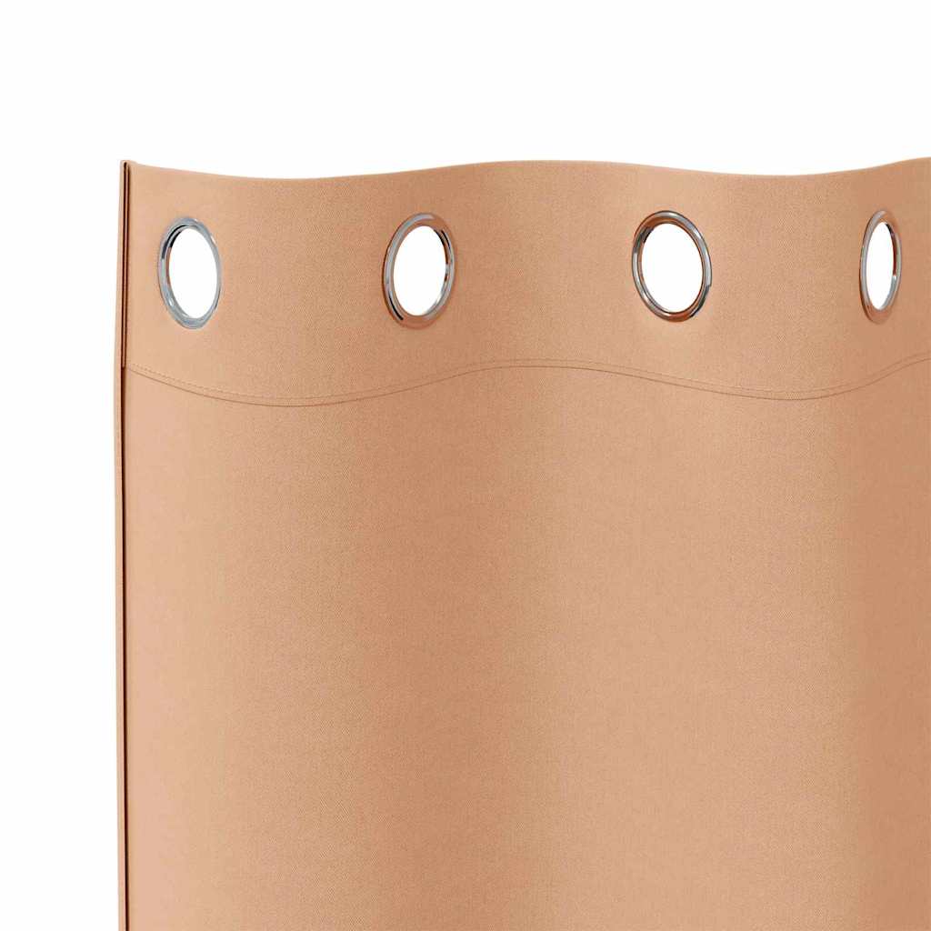 Zwart-out Gordijnen met Ringen 2 st Licht Bruin 175 x 140 cm