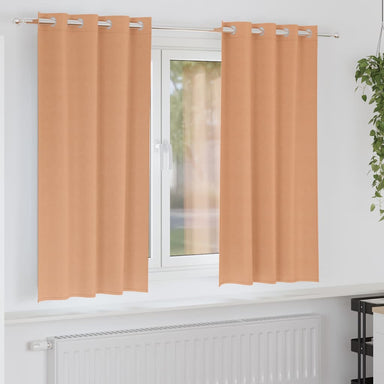 Zwart-out Gordijnen met Ringen 2 st Licht Bruin 175 x 140 cm