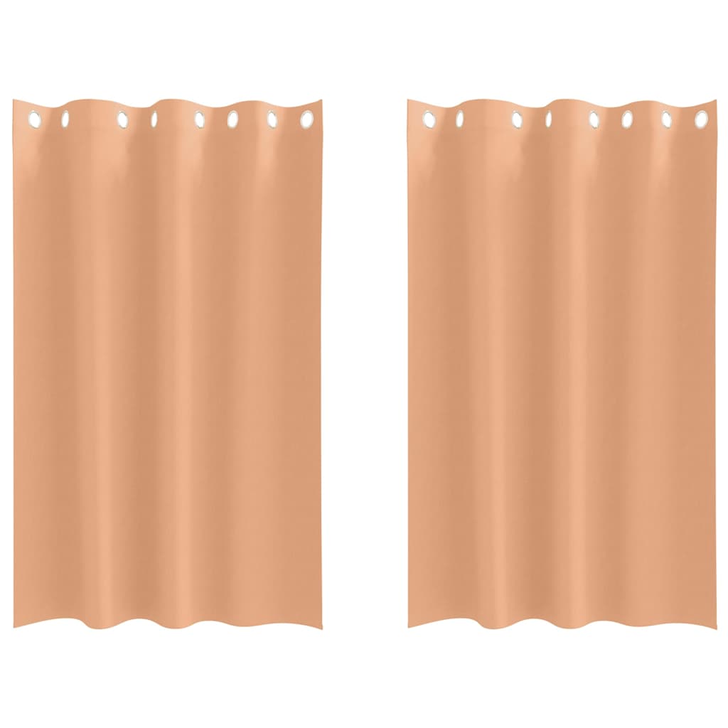 Zwart-out Gordijnen met Ringen 2 st Licht Bruin 175 x 140 cm