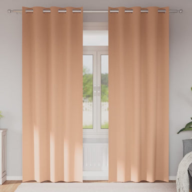 Zwart-out Gordijnen met Ringen 2 st Licht Bruin 245 x 140 cm