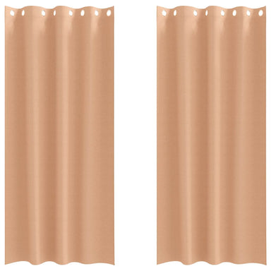 Zwart-out Gordijnen met Ringen 2 st Licht Bruin 245 x 140 cm