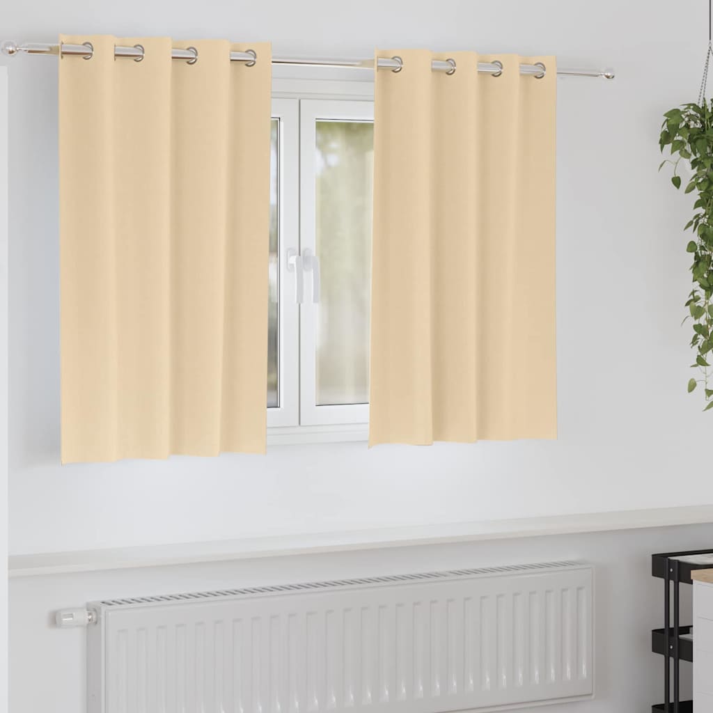 Zwart-out Gordijnen met Ringen 2 st Crème 140 x 140 cm