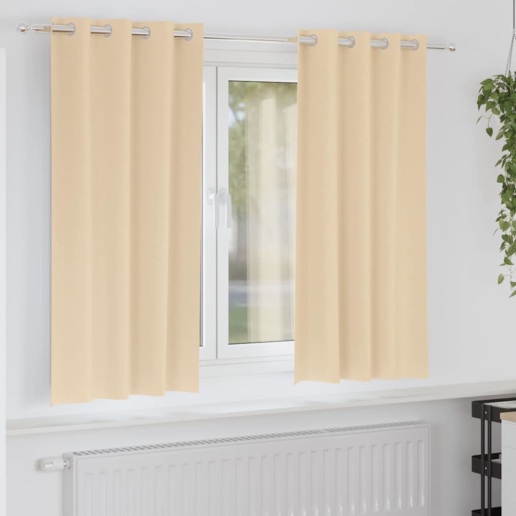 Zwart-out Gordijnen met Ringen 2 st Crème 175 x 140 cm