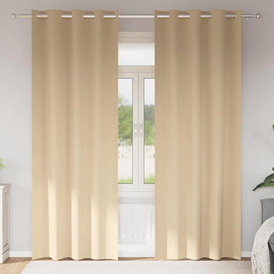 Zwart-out Gordijnen met Ringen 2 st Crème 225 x 140 cm