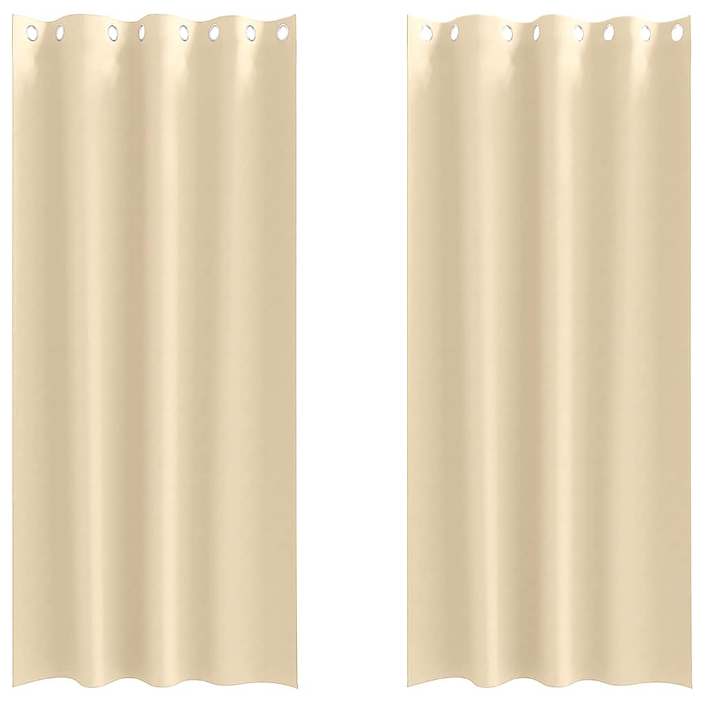 Zwart-out Gordijnen met Ringen 2 st Crème 260 x 140 cm