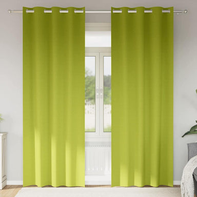 Zwart-out Gordijnen met Ringen 2 st Groen 245 x 140 cm