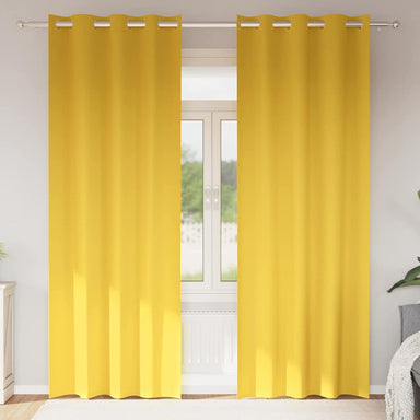 Zwart-out Gordijnen met Ringen 2 st Mosterdgeel 260 x 140 cm