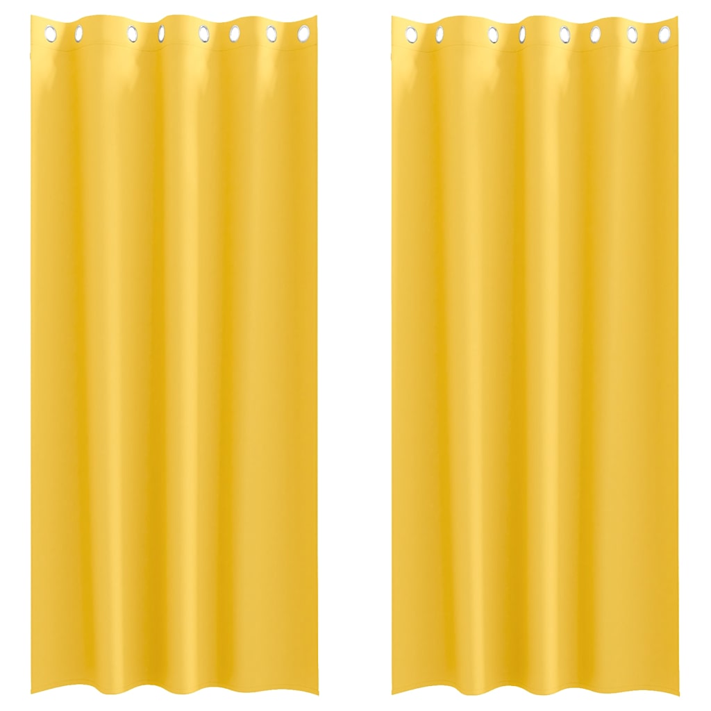 Zwart-out Gordijnen met Ringen 2 st Mosterdgeel 260 x 140 cm