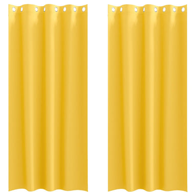 Zwart-out Gordijnen met Ringen 2 st Mosterdgeel 260 x 140 cm