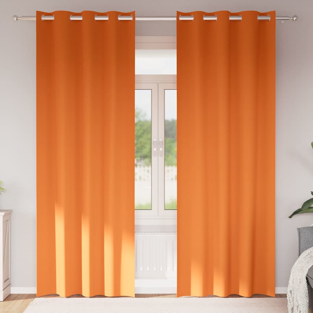 Zwart-out Gordijnen met Ringen 2 st Feloranje 260 x 140 cm